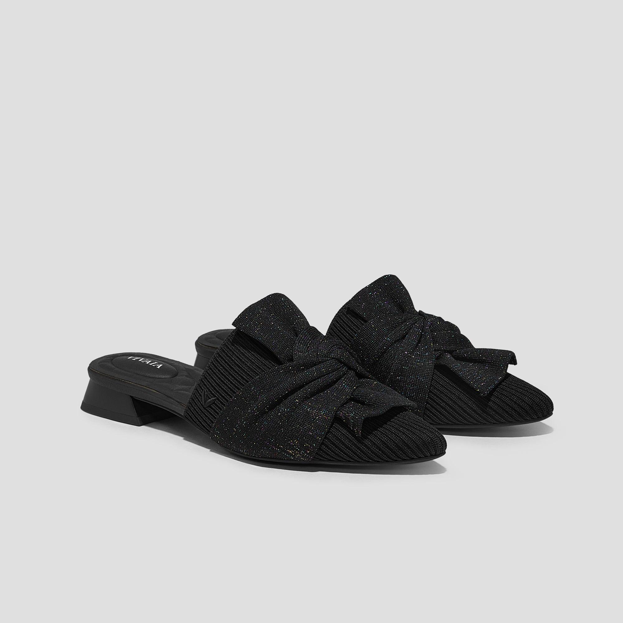 [Yaffa Pro] ポインテッドトゥ ノットデザイン サンダル/ミュール