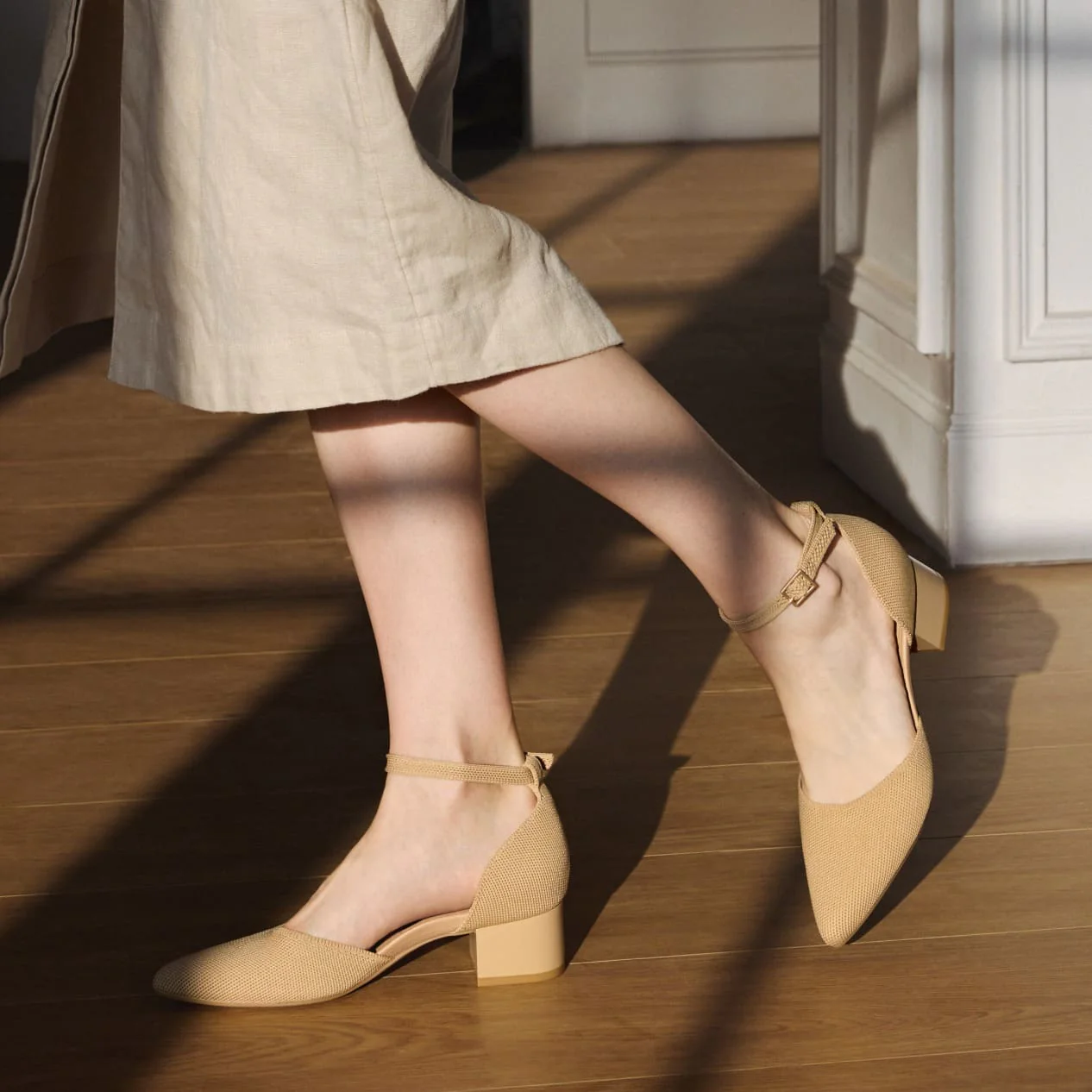 [Galilea] ポインテッドトゥ ストレスフリー ブロックヒール