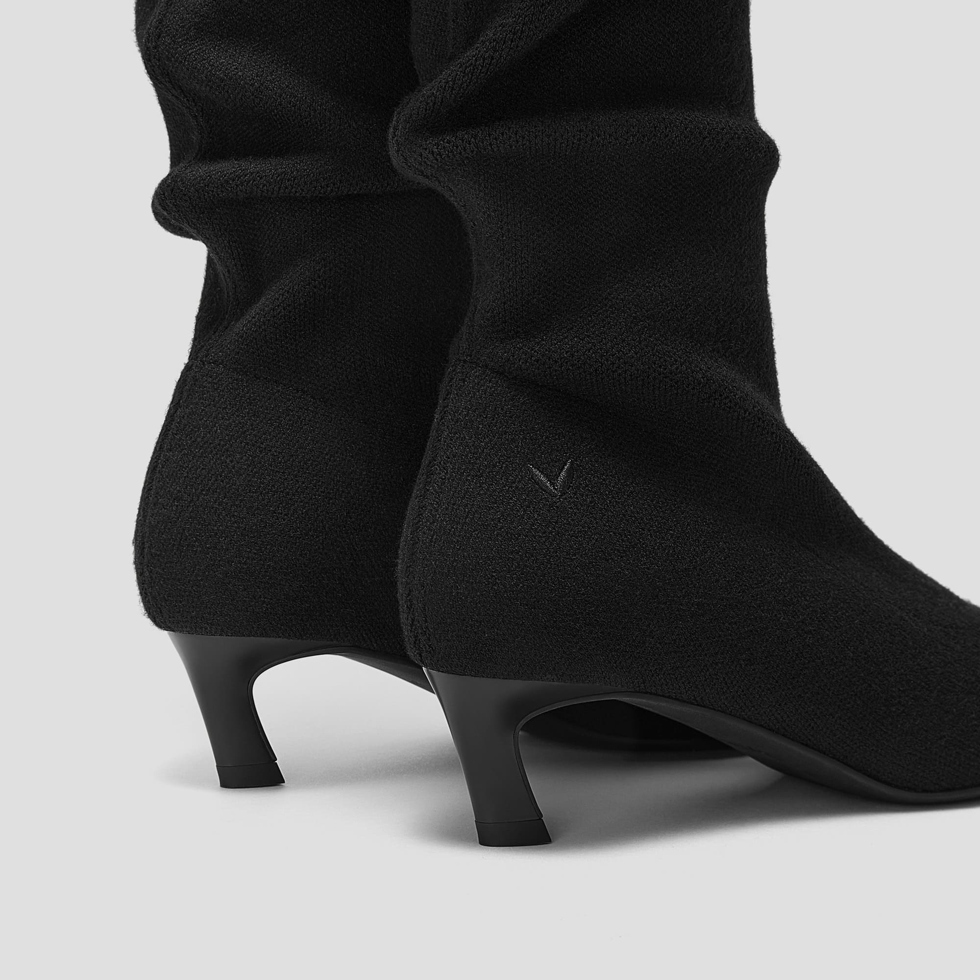 [Rumi] スクエアトゥ スロウィー ニーハイ キトゥンヒール ブーツ