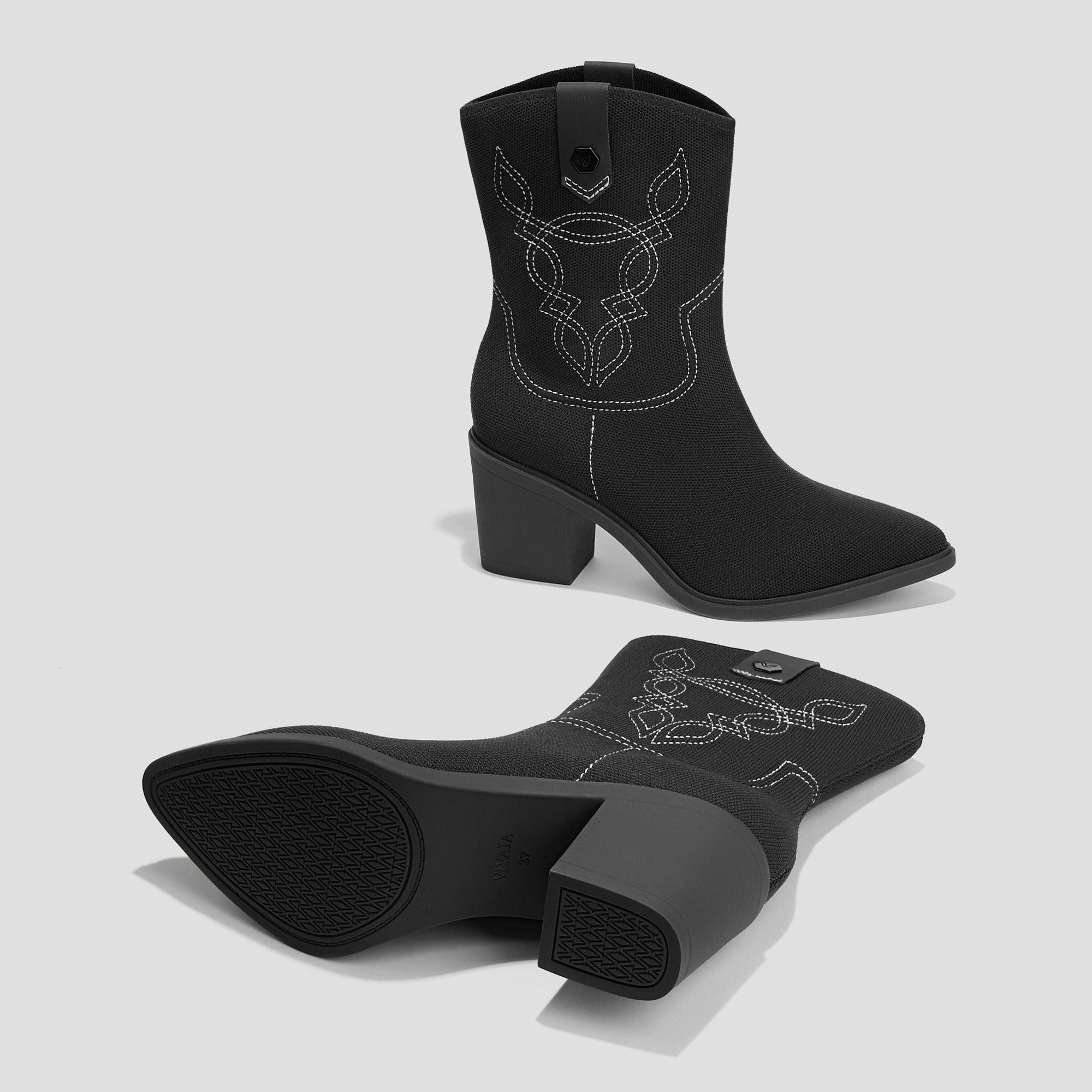 [Wesley] ポインテッドトゥ 撥水加工 ウエスタンアンクルブーツ