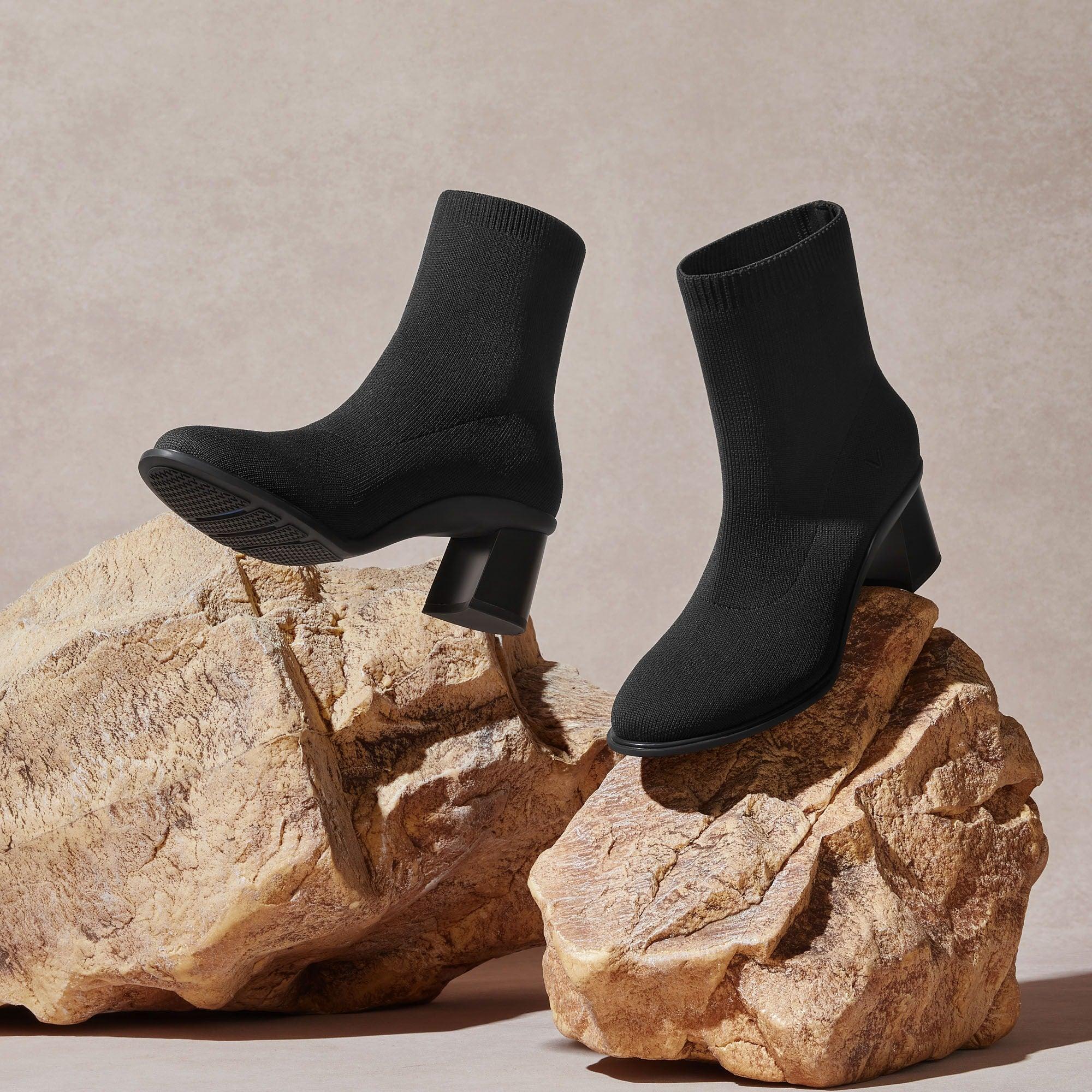 [Amanda] アーモンドトゥ 撥水加工 ランニングヒールブーツ