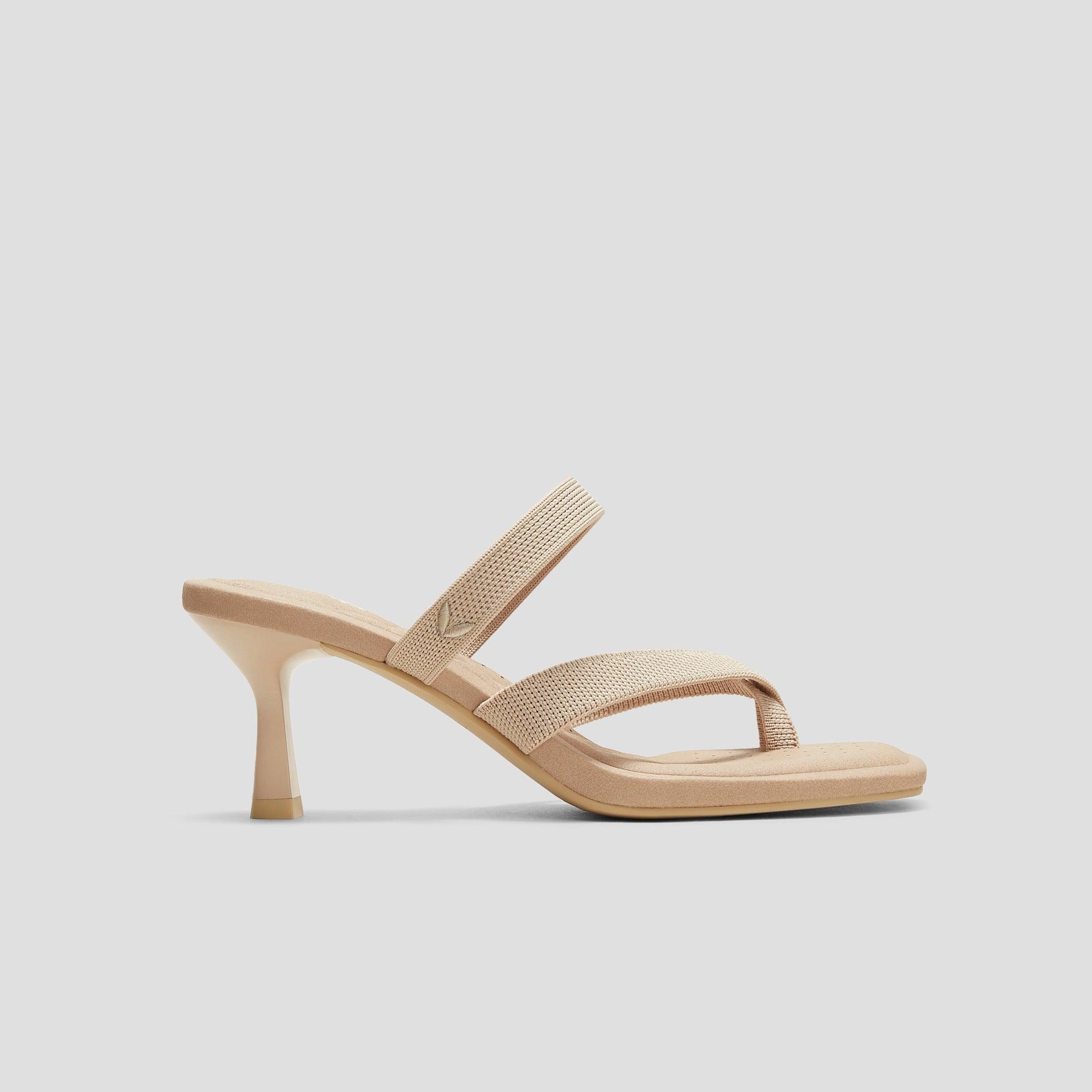 [Alina] スクエアトゥ キトゥンヒール ストラッピー サンダル