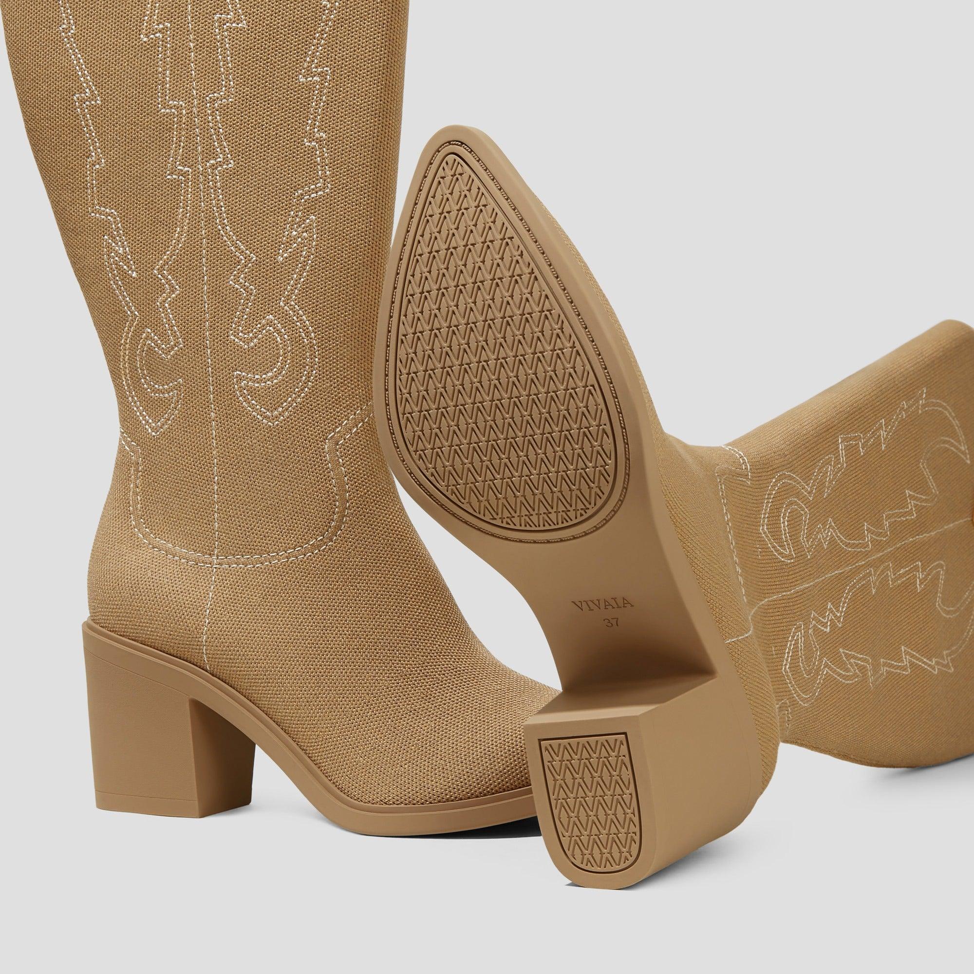 [Willow] ポインテッドトゥ ウエスタン 撥水加工 ミッドカーフ ブーツ