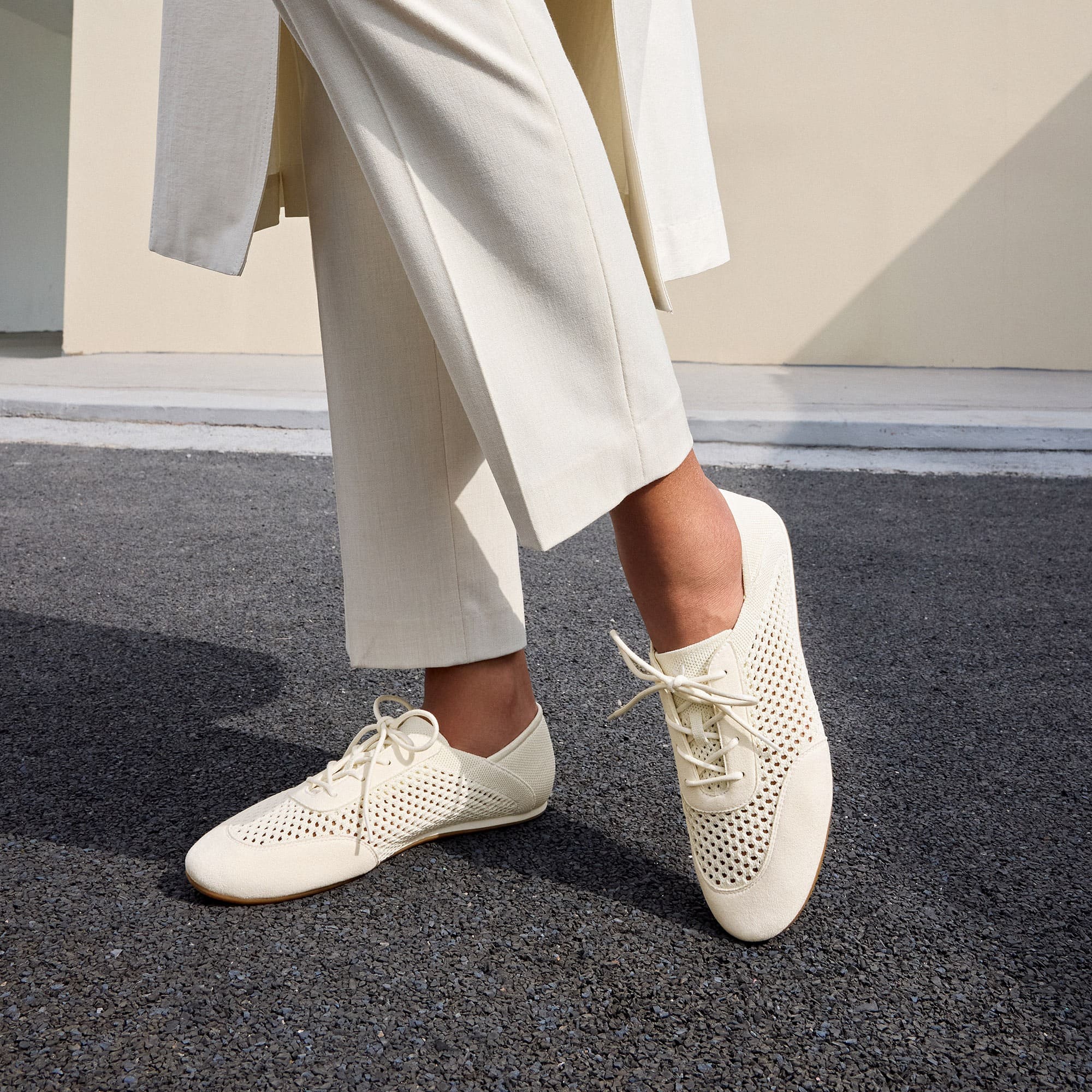 [Yara] アーモンドトゥ メッシュ バレエスニーカー