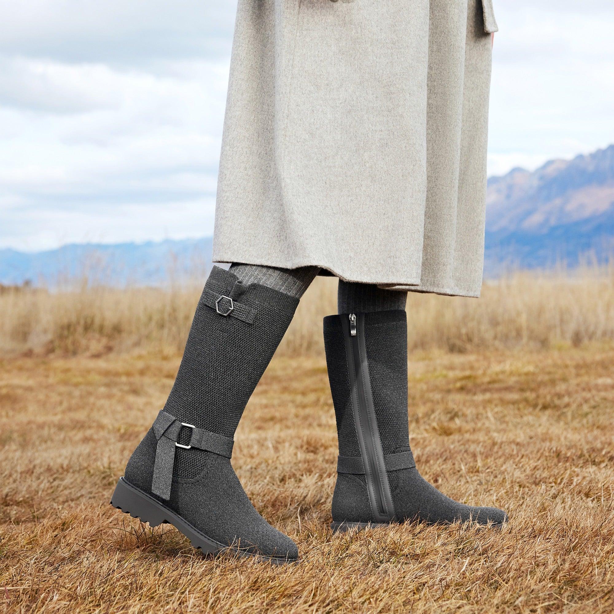 [Faith] ラウンドトゥ 撥水加工 ミッドカーフバイカーブーツ