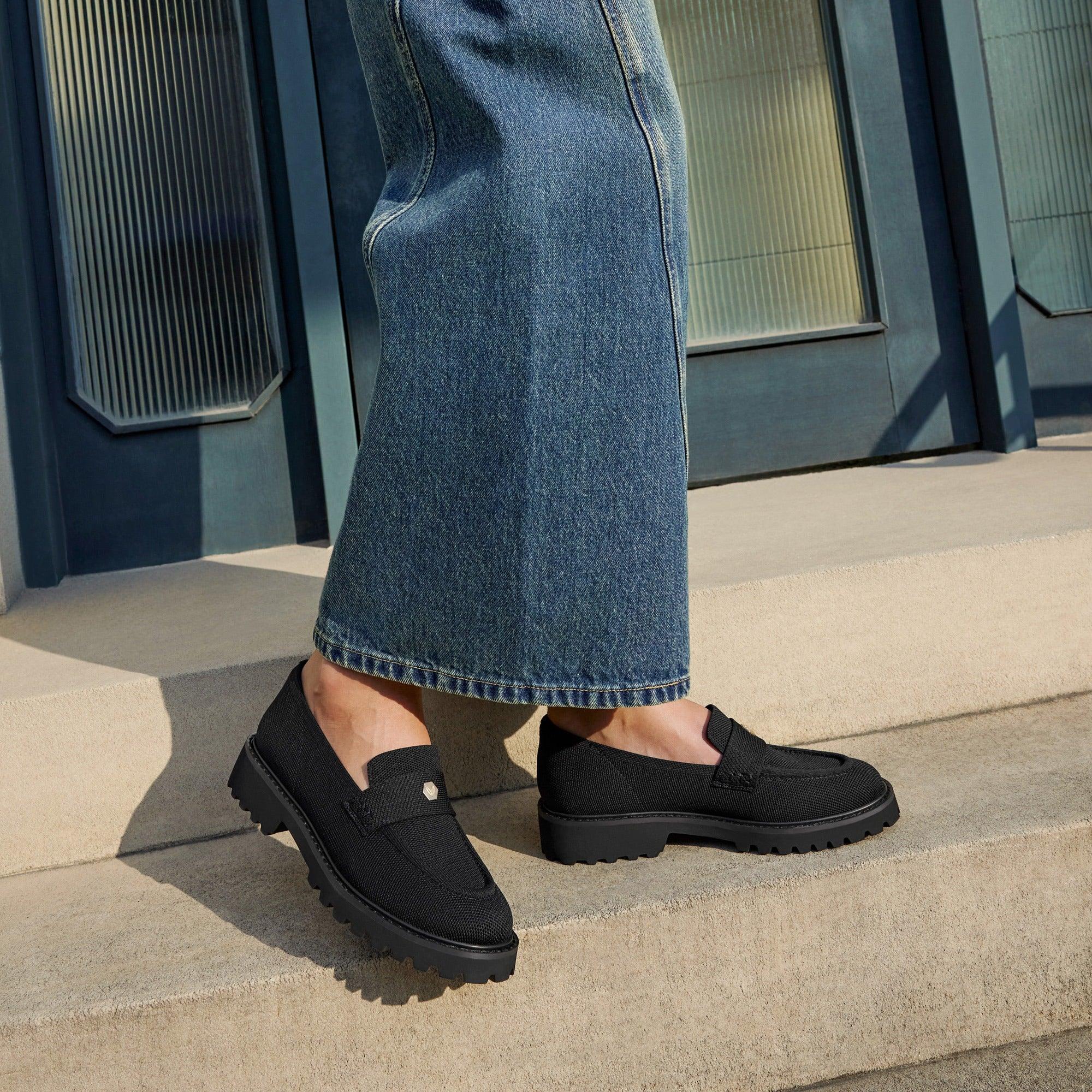 [Francesca] アーモンドトゥ プラットフォーム トラックソールローファー