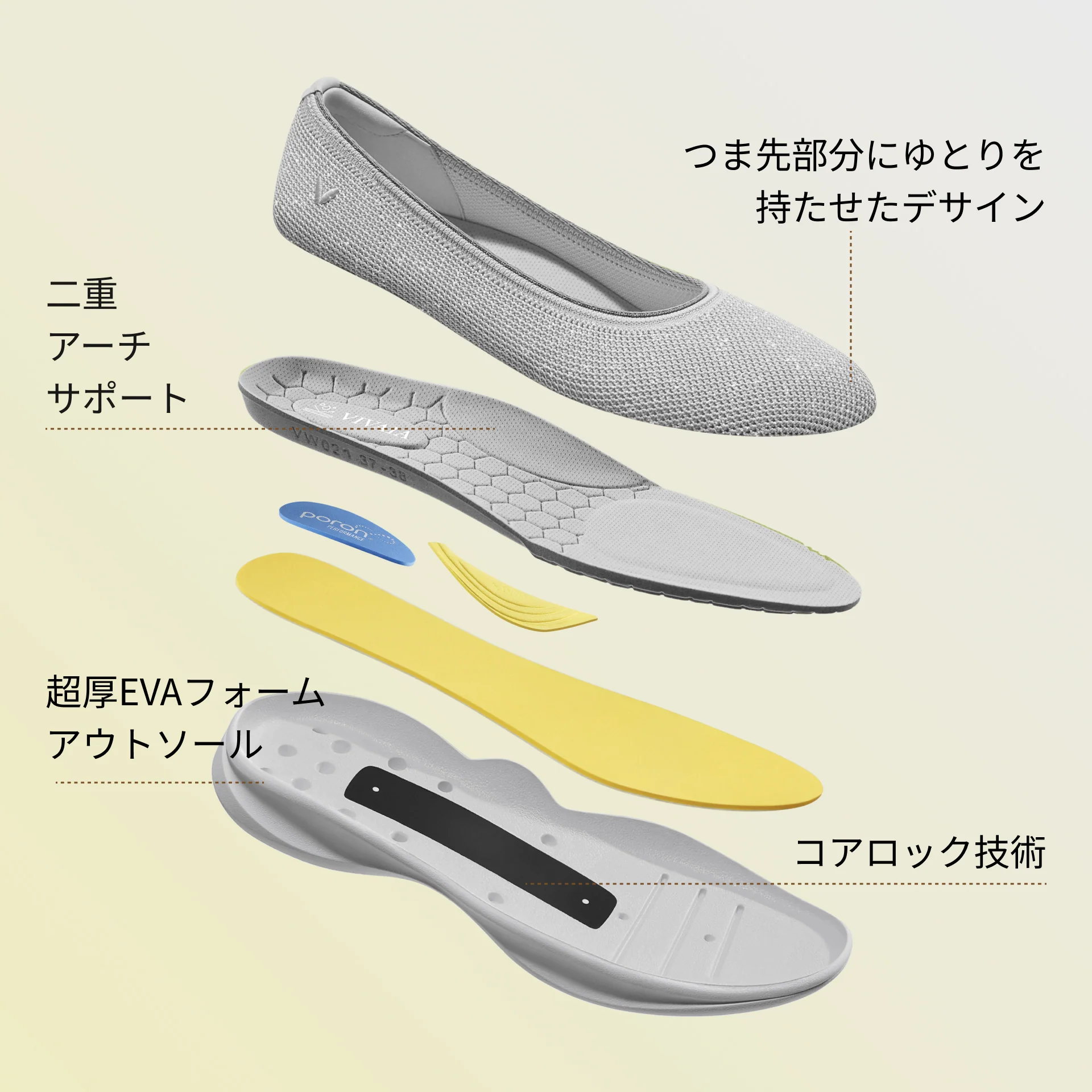 [Walker Pro Izabel] 撥水加工 ラウンドトゥ スニーカー フラット