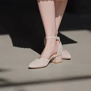 [Galilea] ポインテッドトゥ ストレスフリー ブロックヒール