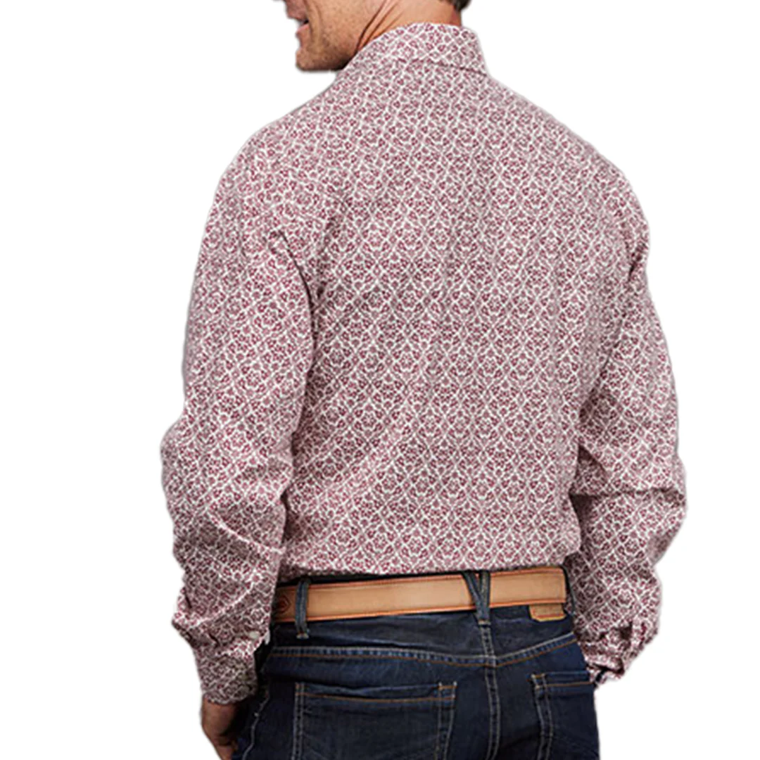 Stetson Men's Wine Vintage Snap Print Shirt