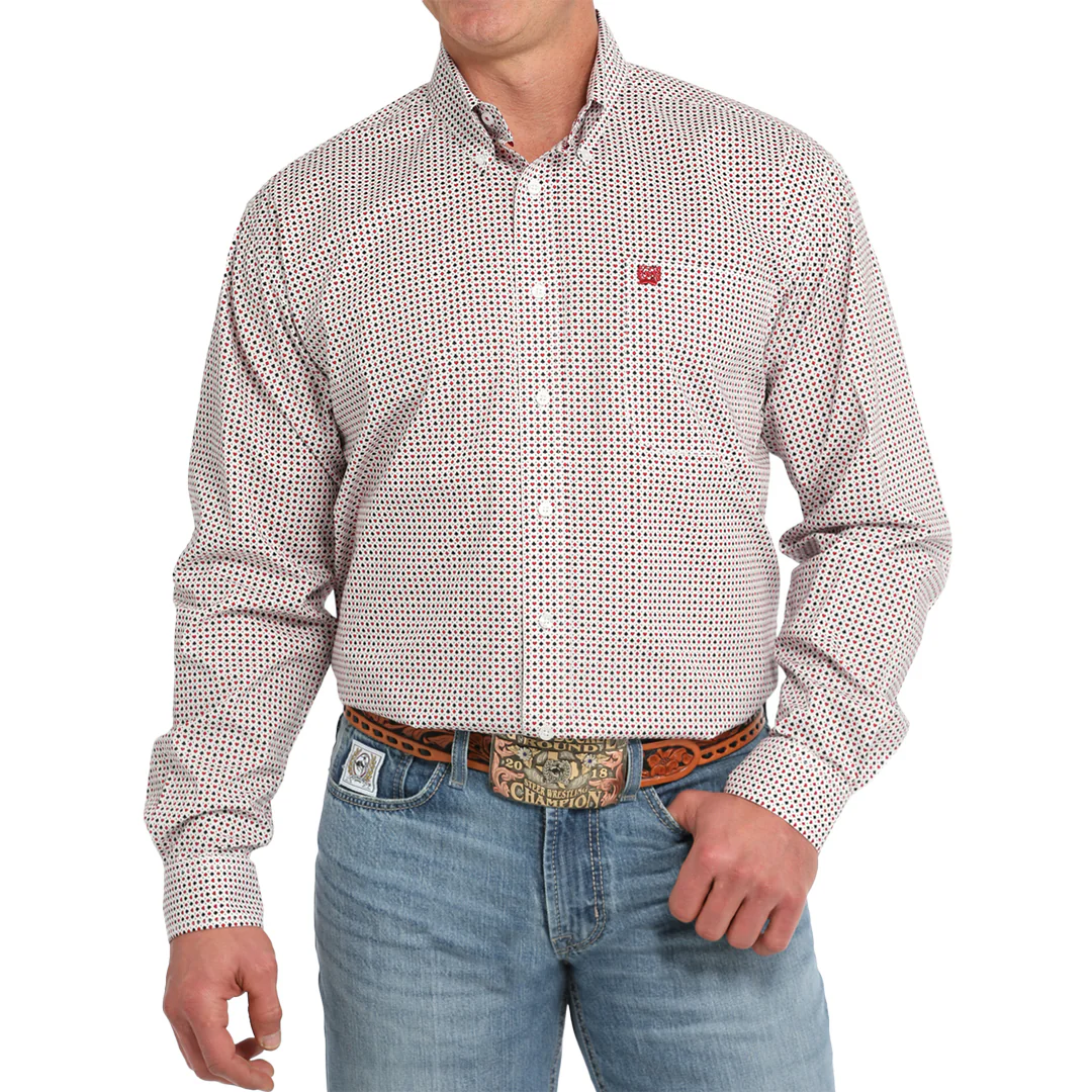 Cinch Men's Playn Card Print Long Sleeve Button Shirt