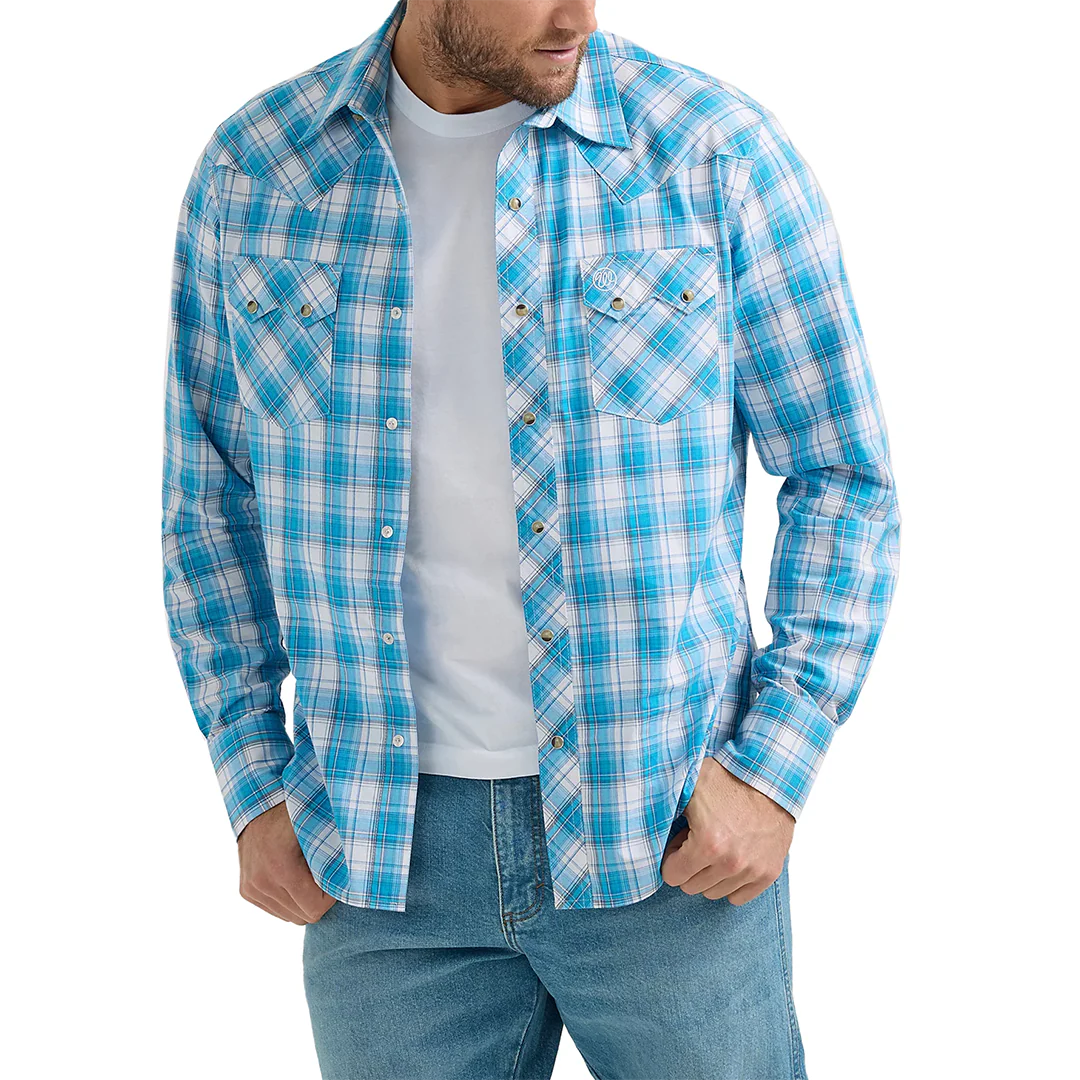 Wrangler Men's Retro Plaid Long Sleeve Snap Shirt