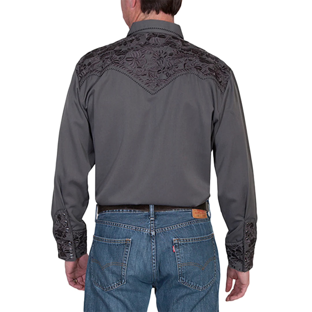 Scully Men's Pick-Stitch Yoke Long Sleeve Snap Shirt