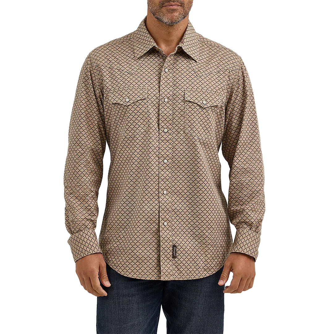 Wrangler Men's Retro Premium Western Long Sleeve Snap Printed Shirt