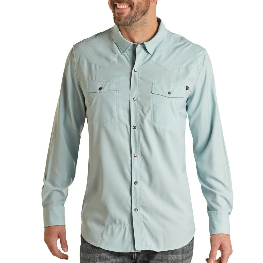 Rock & Roll Men's Solid Ripstop Snap Shirt