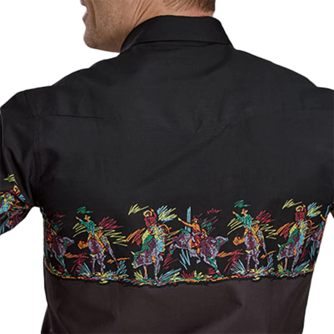 Roper Men's Vintage Collection Border Print Long Sleeve Snap Shirt