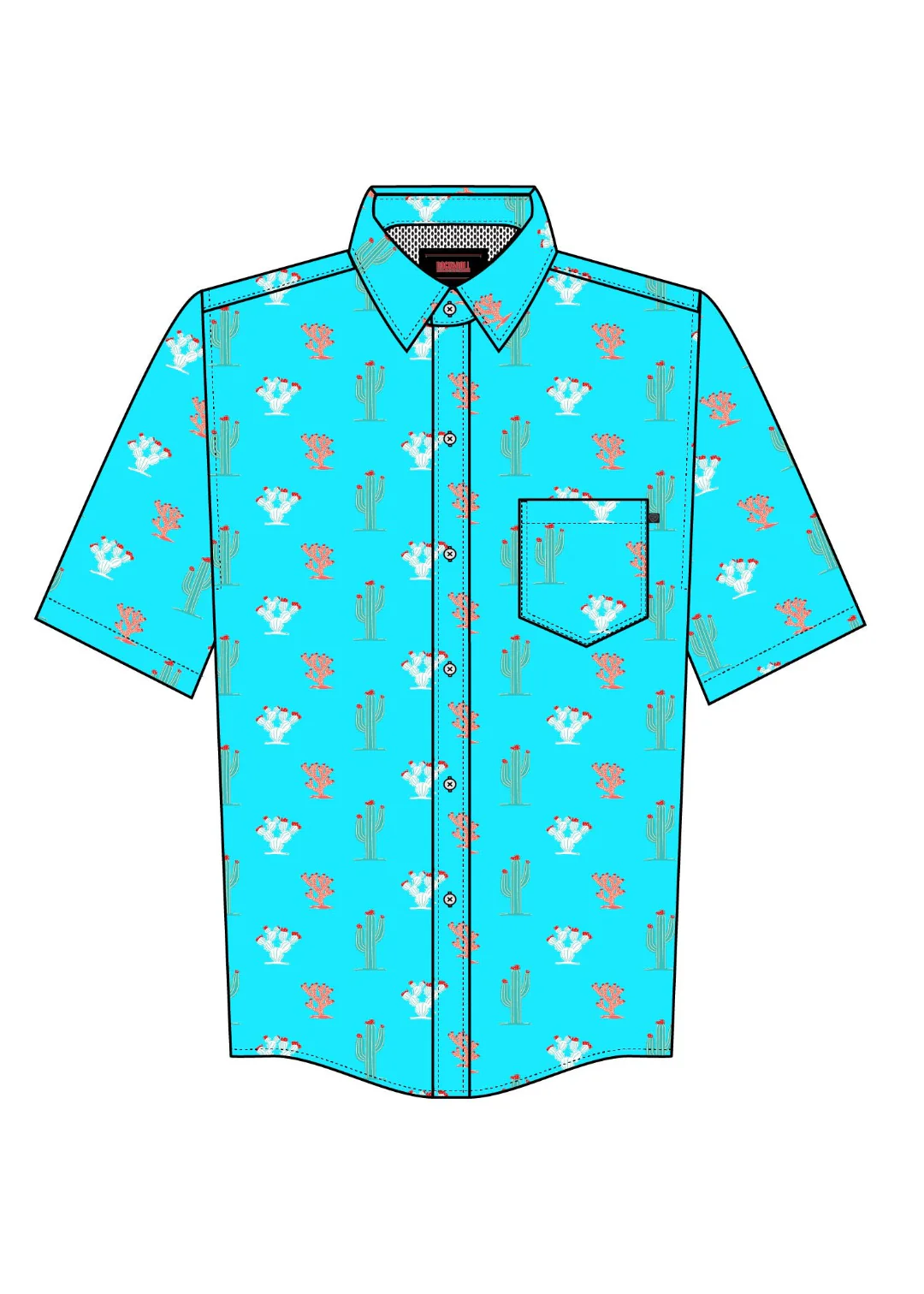 Rock & Roll Denim Boys' Cactus Print Short Sleeve Snap Shirt