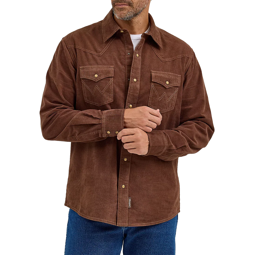 Wrangler Men's  Retro Premium Western Snap Corduroy Long Sleeve Snap Shirt