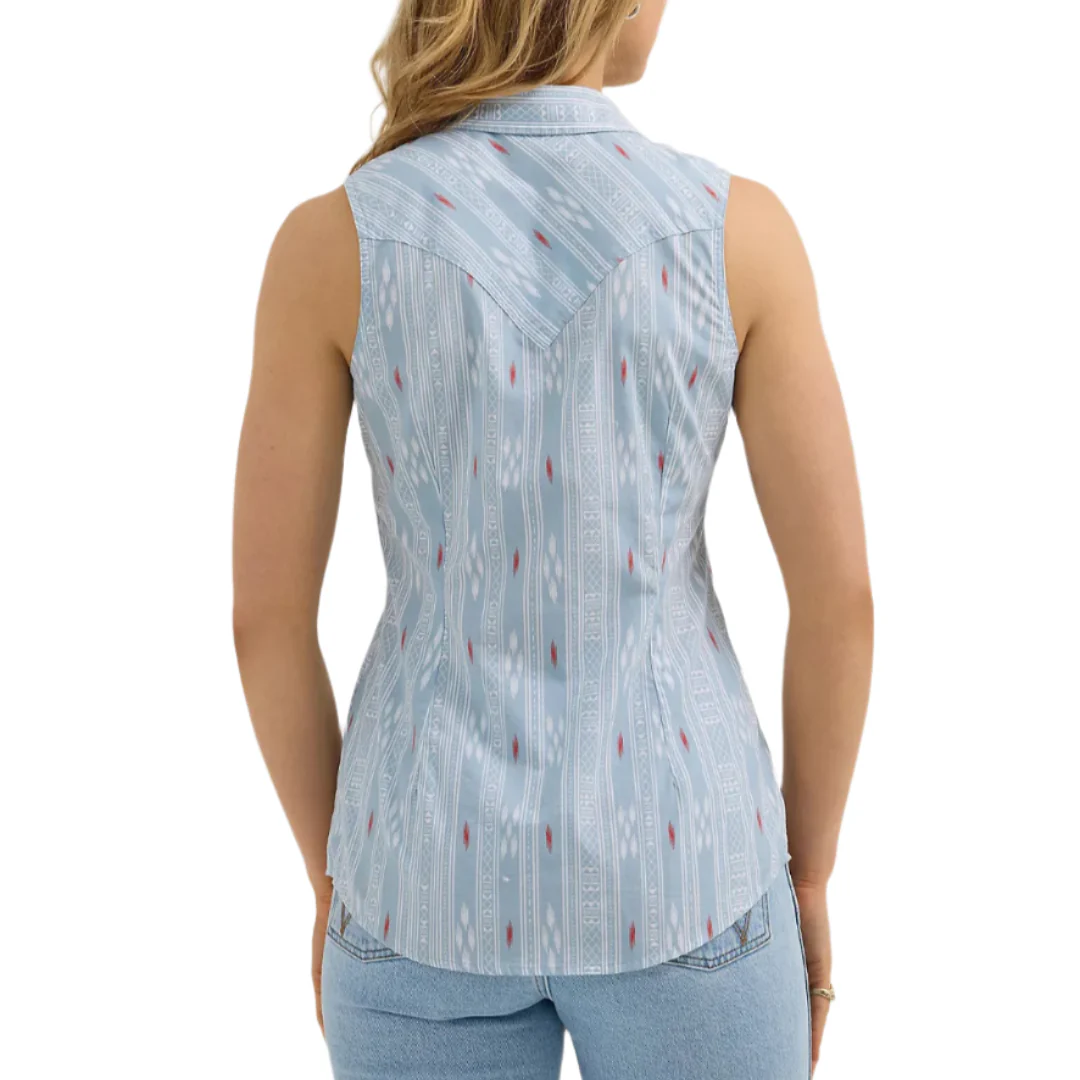 Wrangler Women's Retro Stripe Slim Western Snap Tank