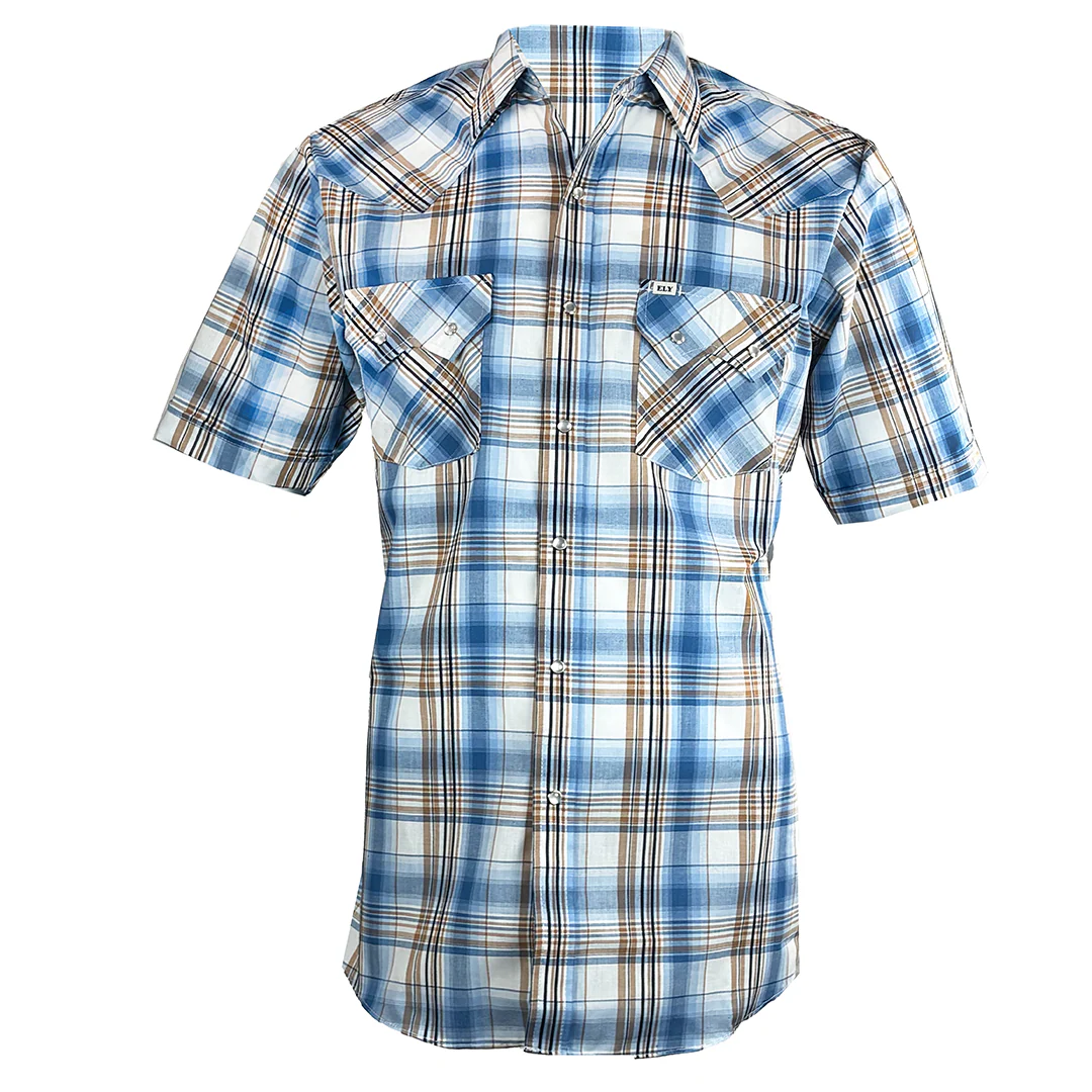 Ely Cattleman Men's Plaid Short Sleeve Snap Shirt