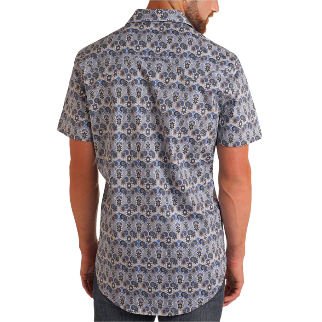 Rock & Roll Denim Men's Medallion Short Sleeve Snap Shirt