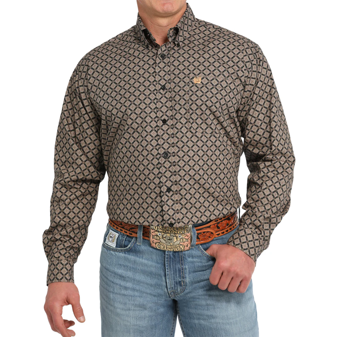 Cinch Men's Geometric Print Long Sleeve Button Shirt