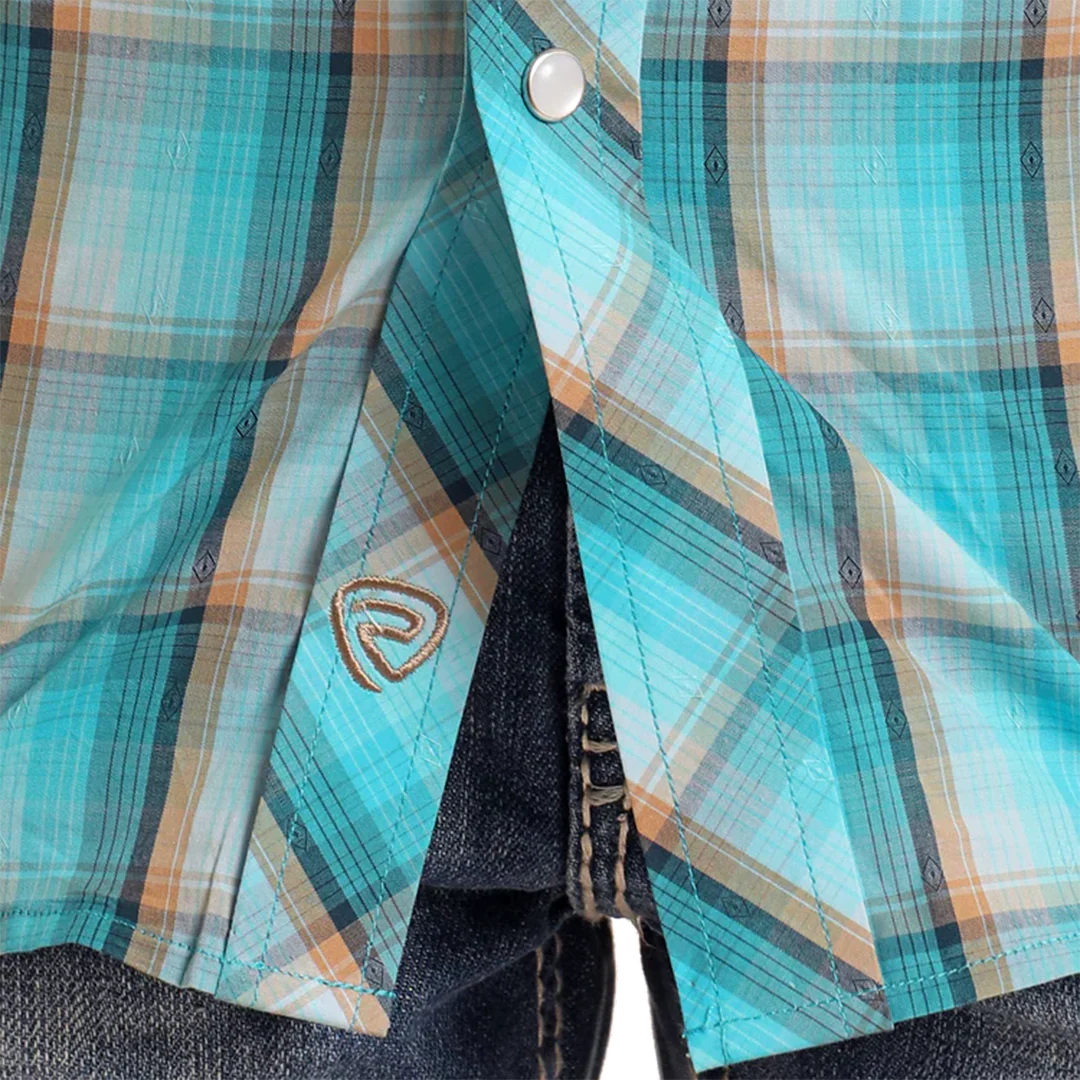 Rock & Roll Denim Boys' Plaid Dobby Short Sleeve Snap Shirt