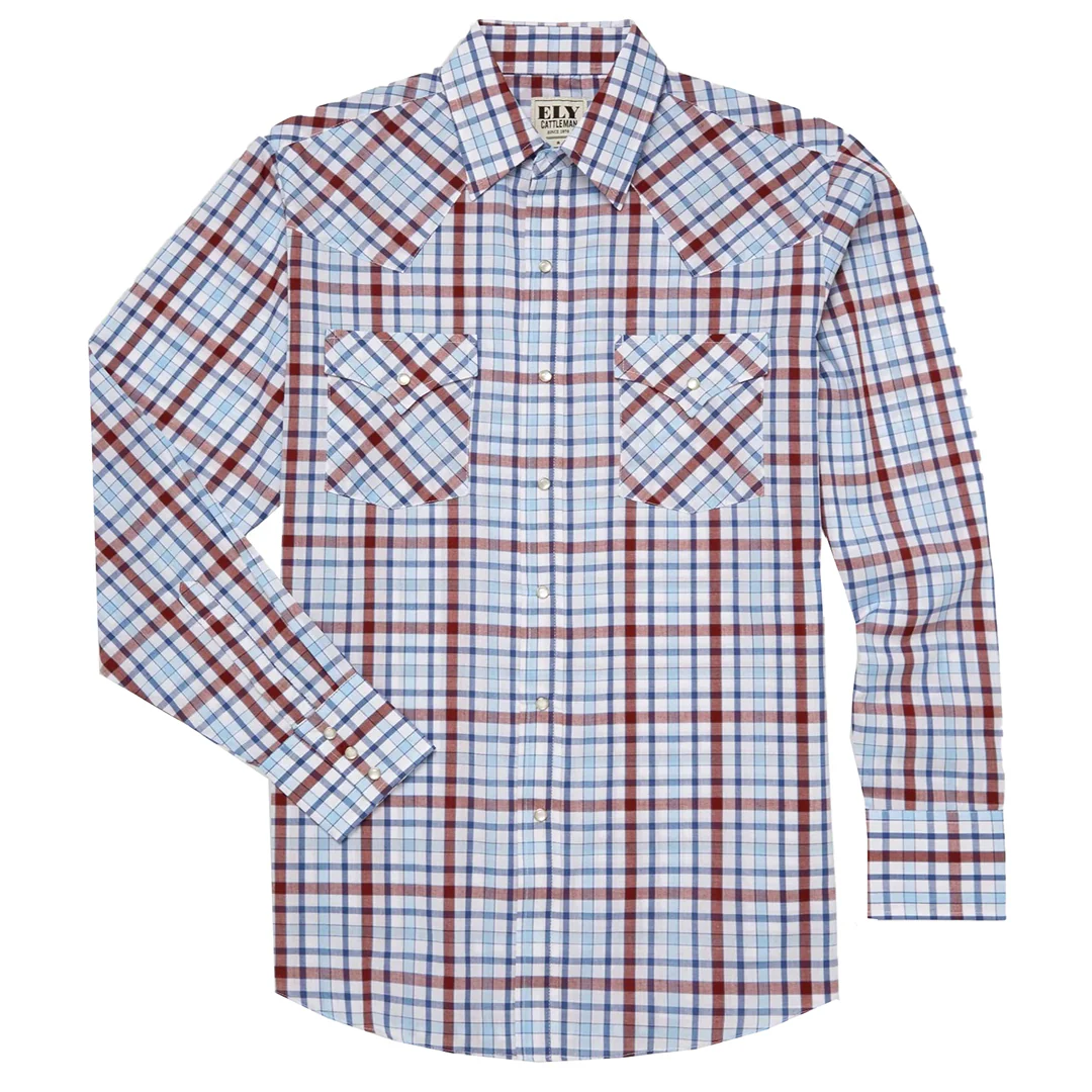 Ely Cattleman Men's Heritage Plaid Western Long Sleeve Snap Shirt