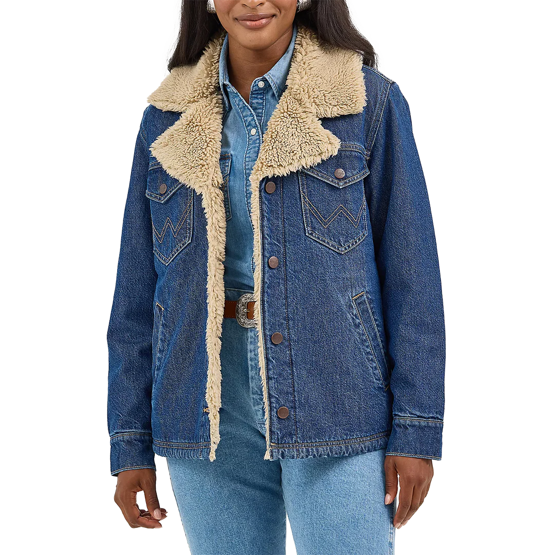Wrangler Women's Western Sherpa Lined Denim Range Coat