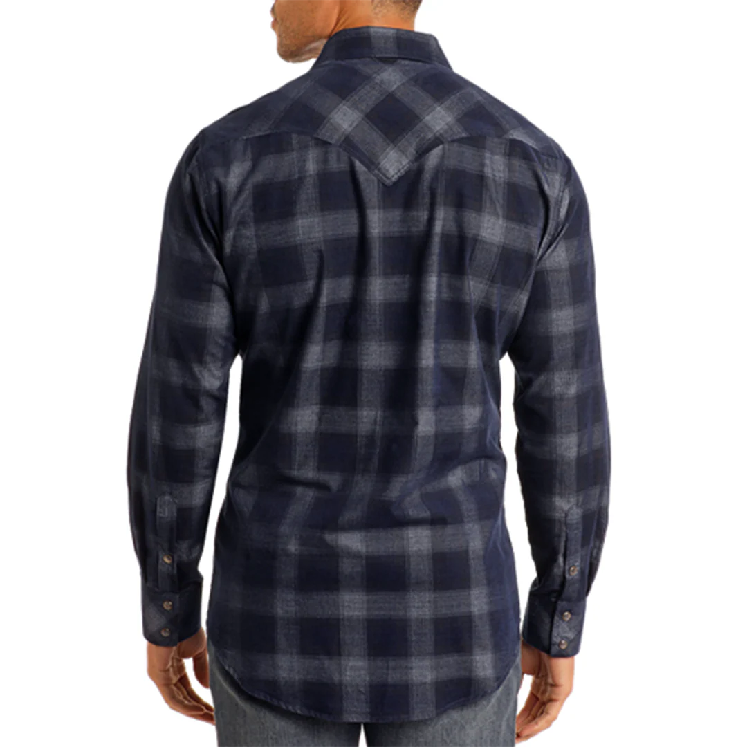 Rock & Roll Denim Men's Plaid Long Sleeve Snap Shirt