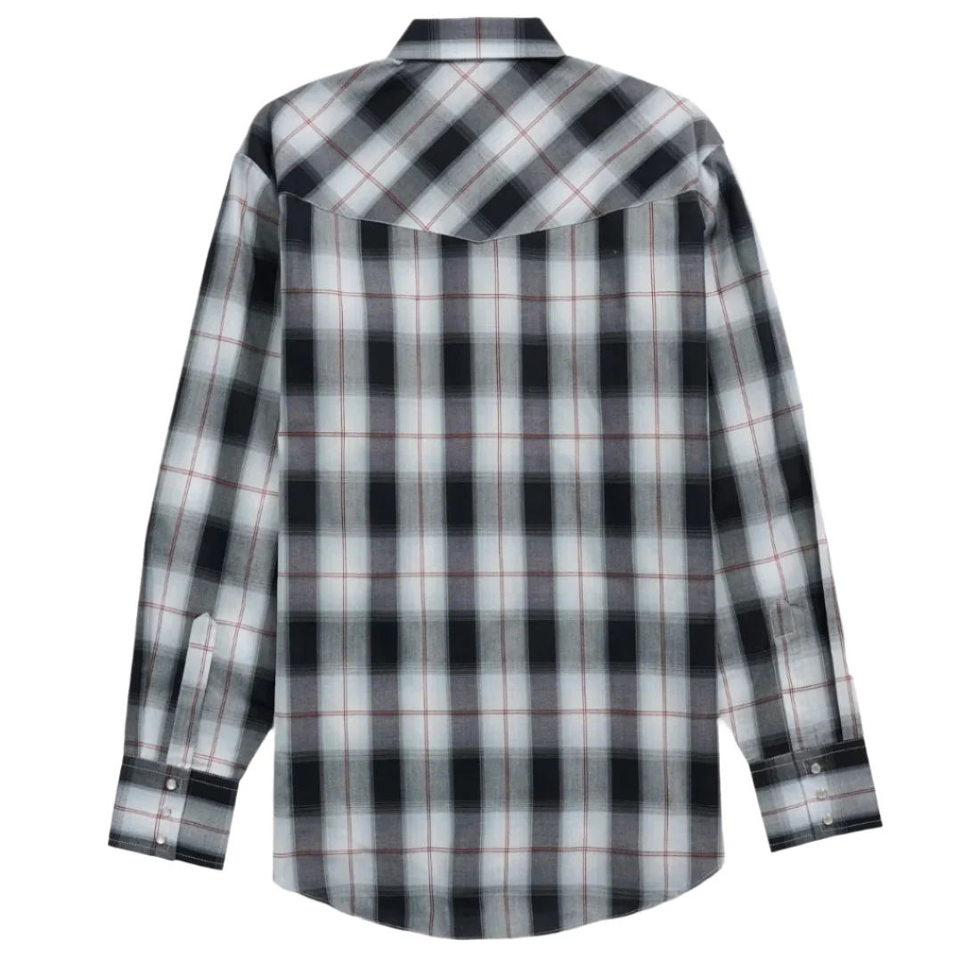 Ely Cattleman Men's Textured Plaid Western Long Sleeve Snap Shirt