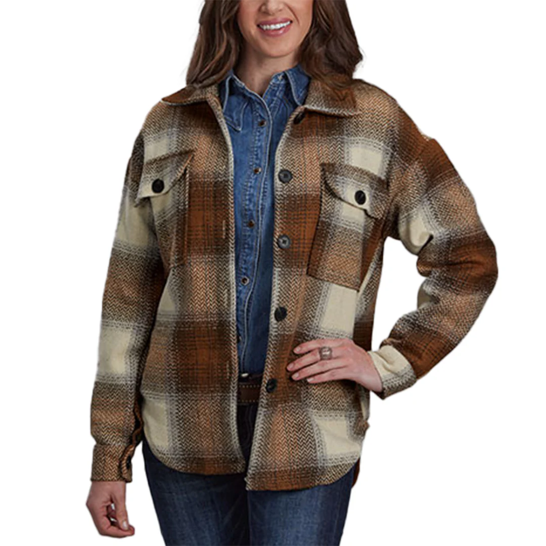 Roper Women's Large Scale Plaid Flannel Shirt Jacket