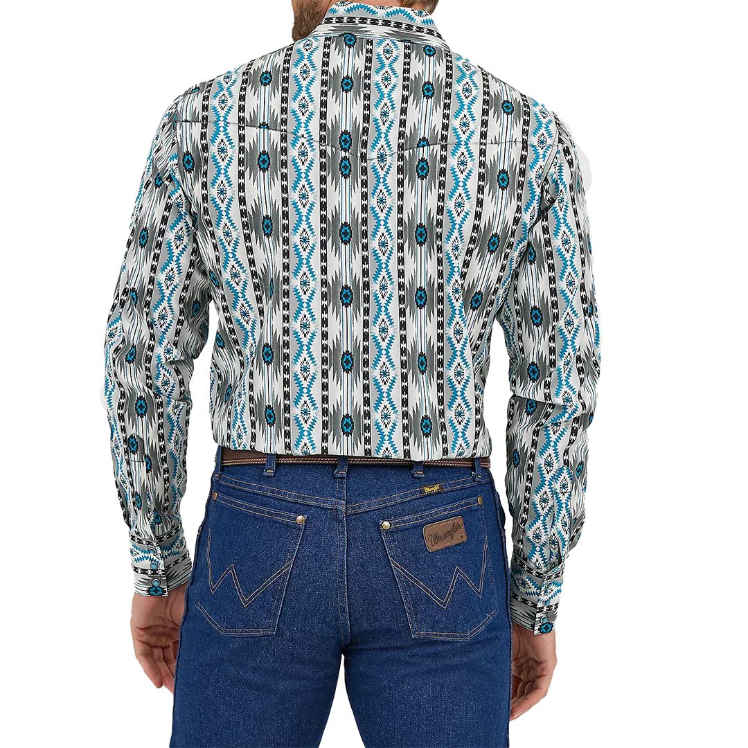 Wrangler Men's Checotah Aztec Long Sleeve Snap Shirt