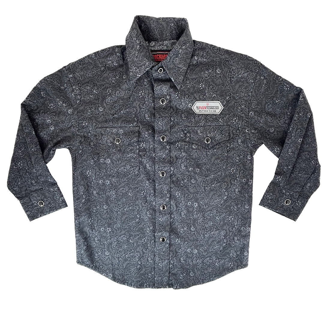 Rock & Roll Denim Boys' Paisley Long Sleeve Snap Shirt