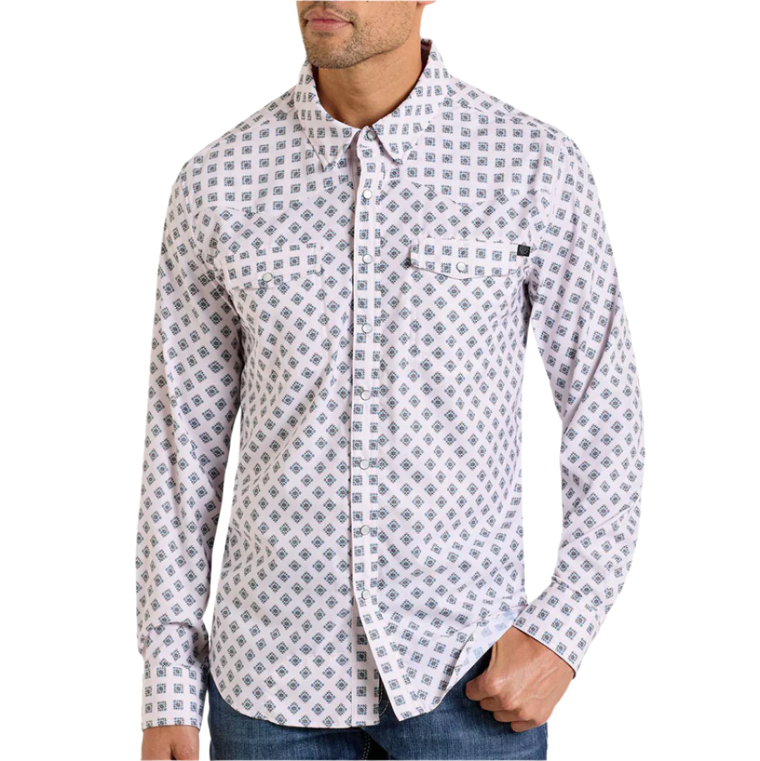 Rock & Roll Denim Men's Aztec Print Long Sleeve Snap Shirt