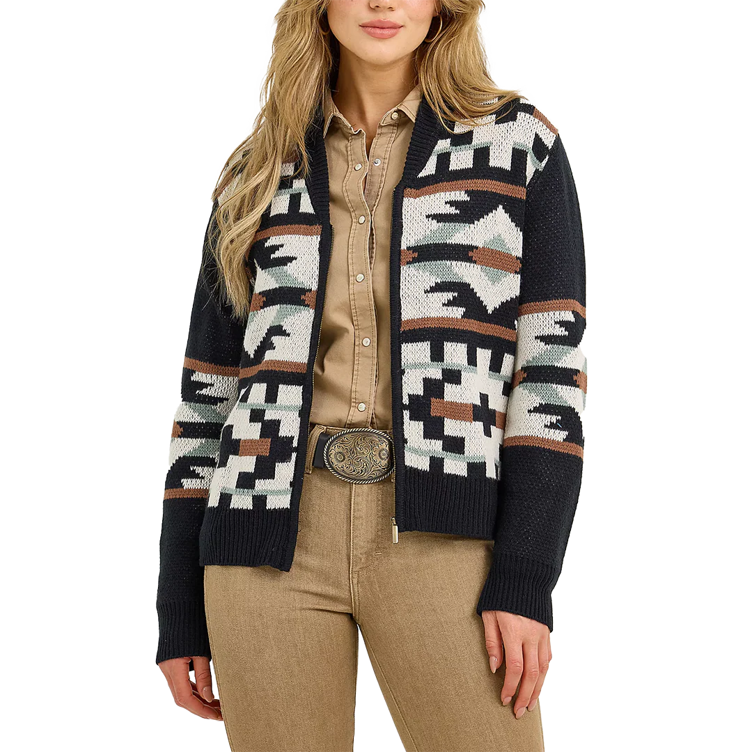 Wrangler Women's Southwestern Full Zip Cardigan Sweater