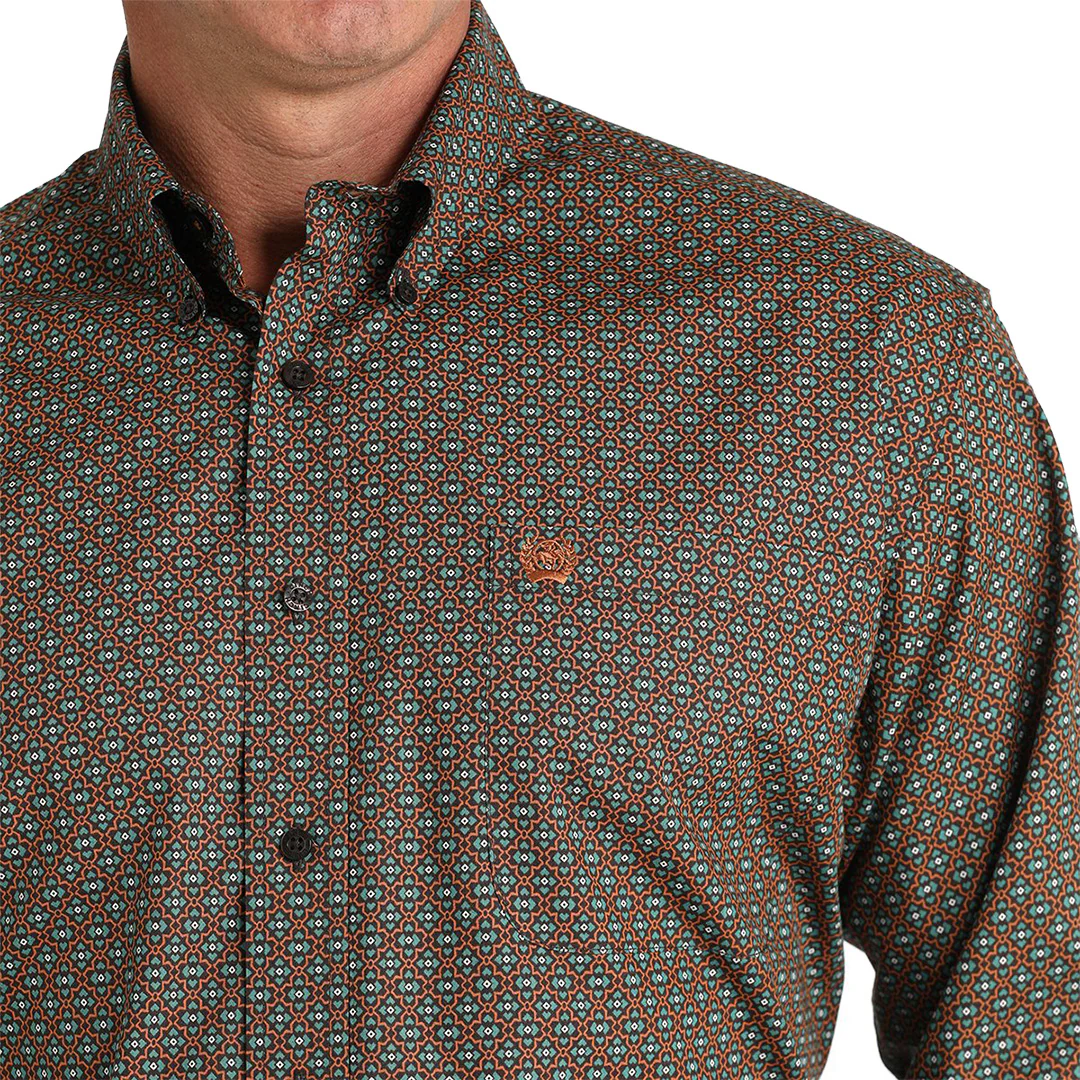 Cinch Men's Geometric Print Long Sleeve Button Shirt