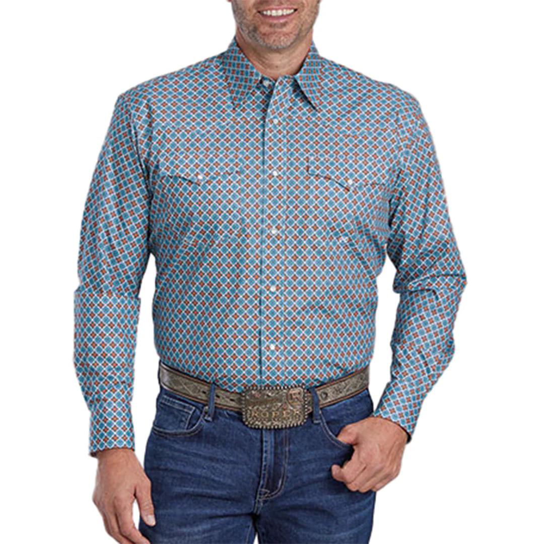 Roper Men's Amarillo Collection Tile Fouldard Long Sleeve Snap Shirt
