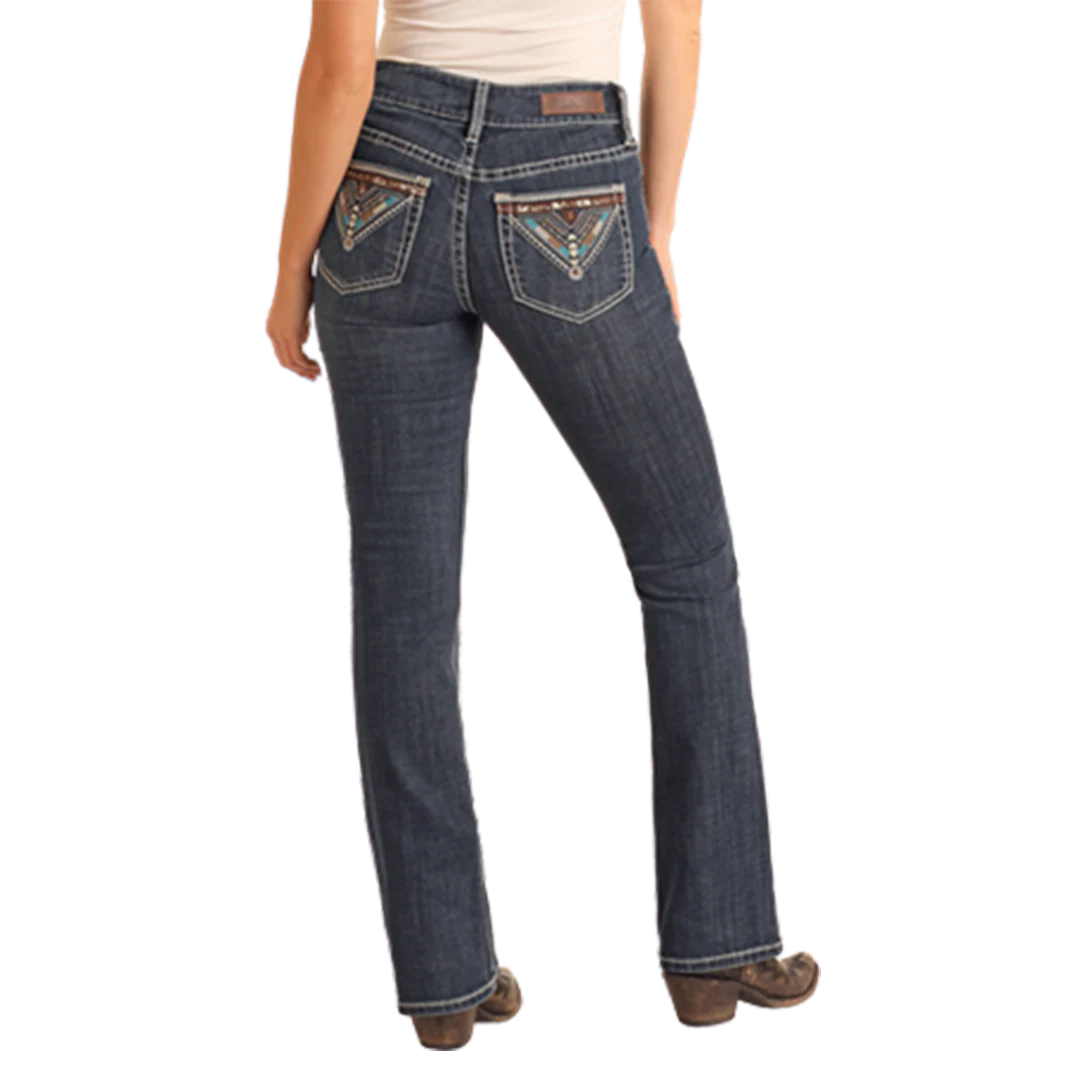 Rock & Roll Denim Women's Cowhide Embroidery Jeans