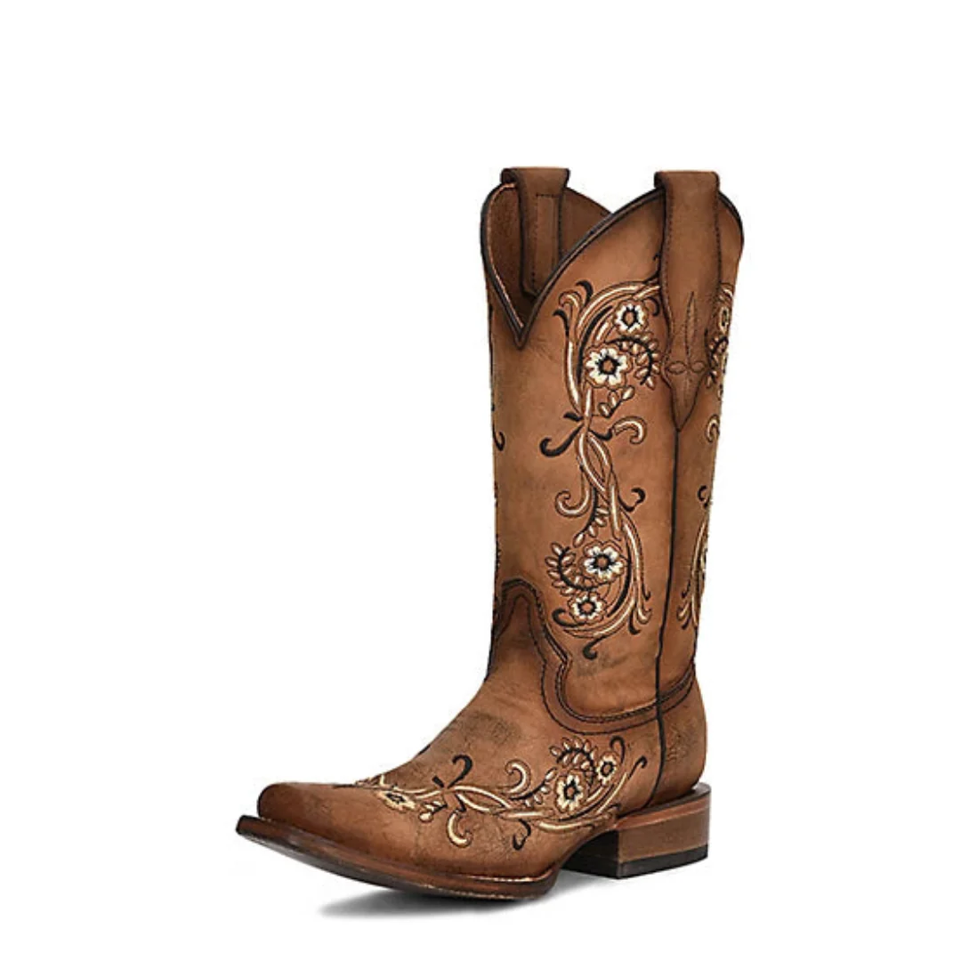 Circle G Women's Floral Embroidery Cowgirl Boots
