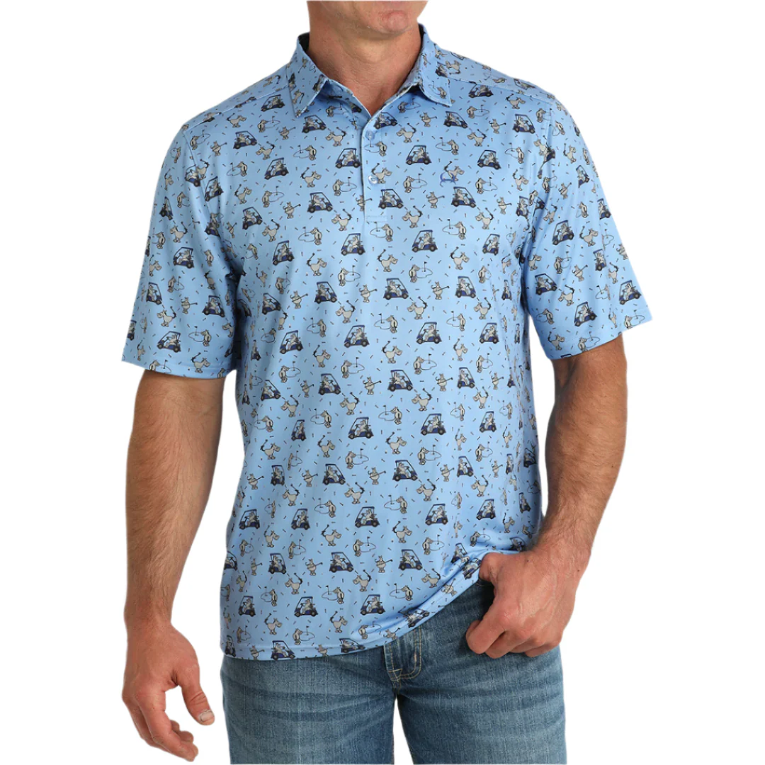 Cinch Men's Golf Cart Print Polo
