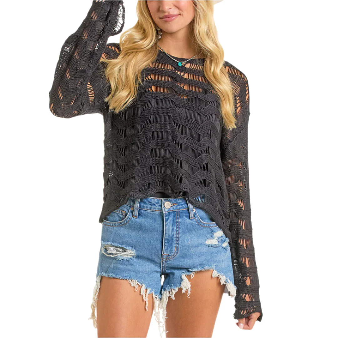 Rock & Roll Denim Women's Open Knit Sweater