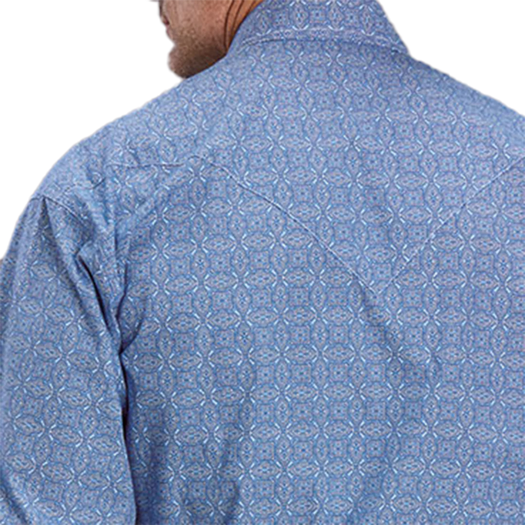 Stetson Men's Geometric Poplin Print Long Sleeve Snap Shirt