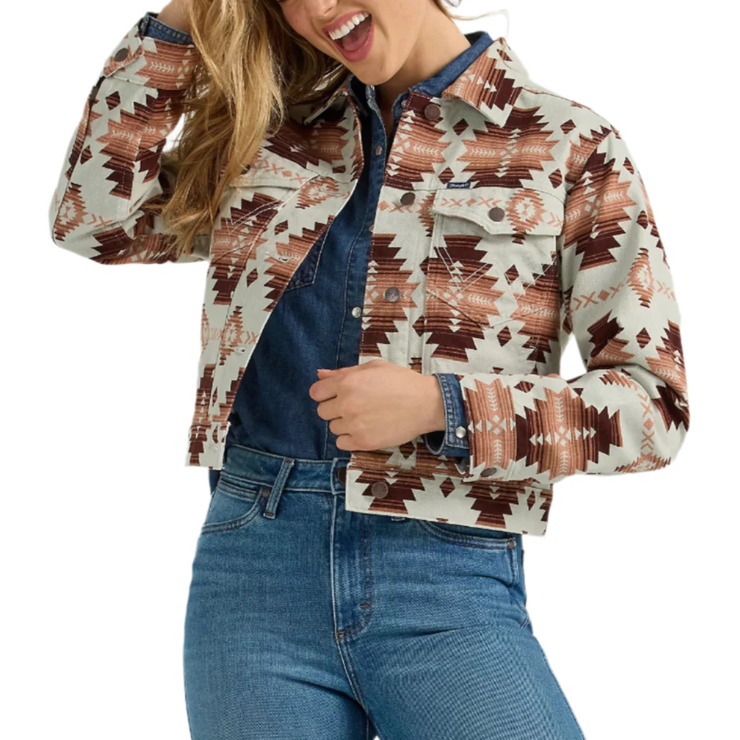 Wrangler Women's Western Printed Boyfriend Jacket