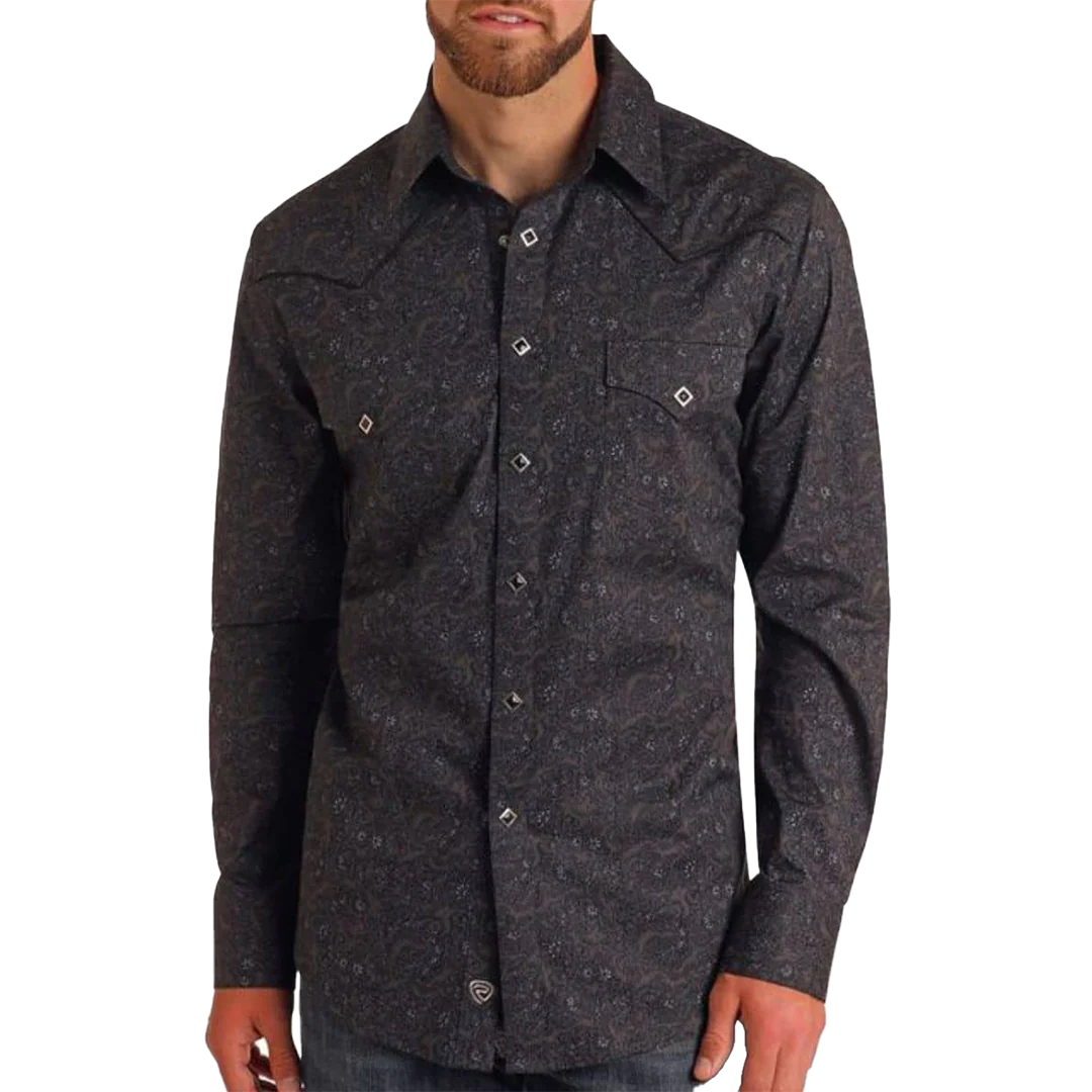 Rock & Roll Denim Men's Paisley Long Sleeve Snap Shirt