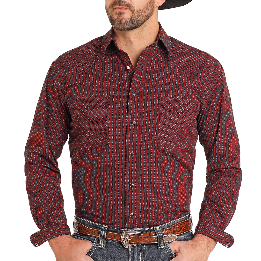 Rough Stock Men's Dobby Long Sleeve Snap Shirt