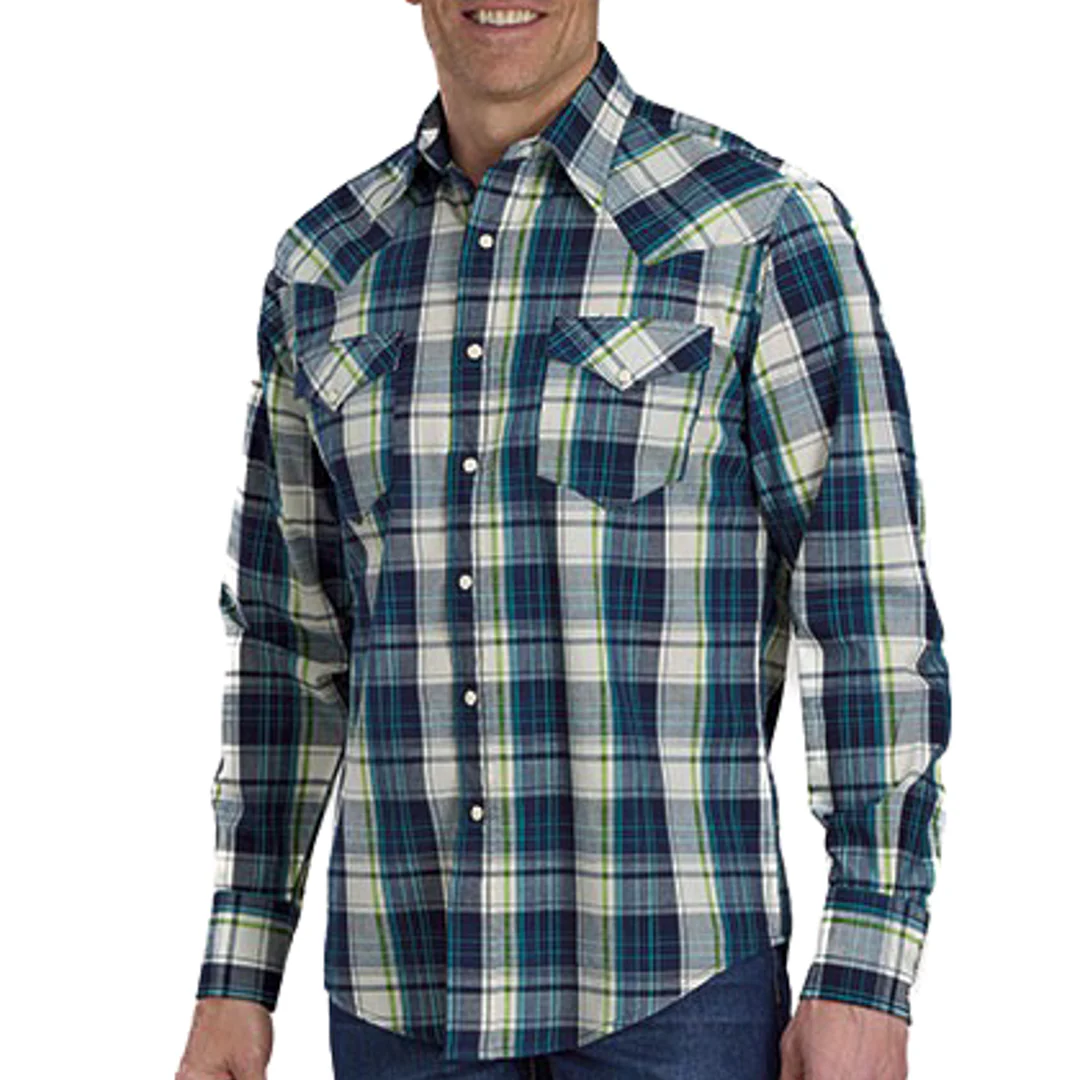 Roper Men's Plaid Snap Shirt In Blue