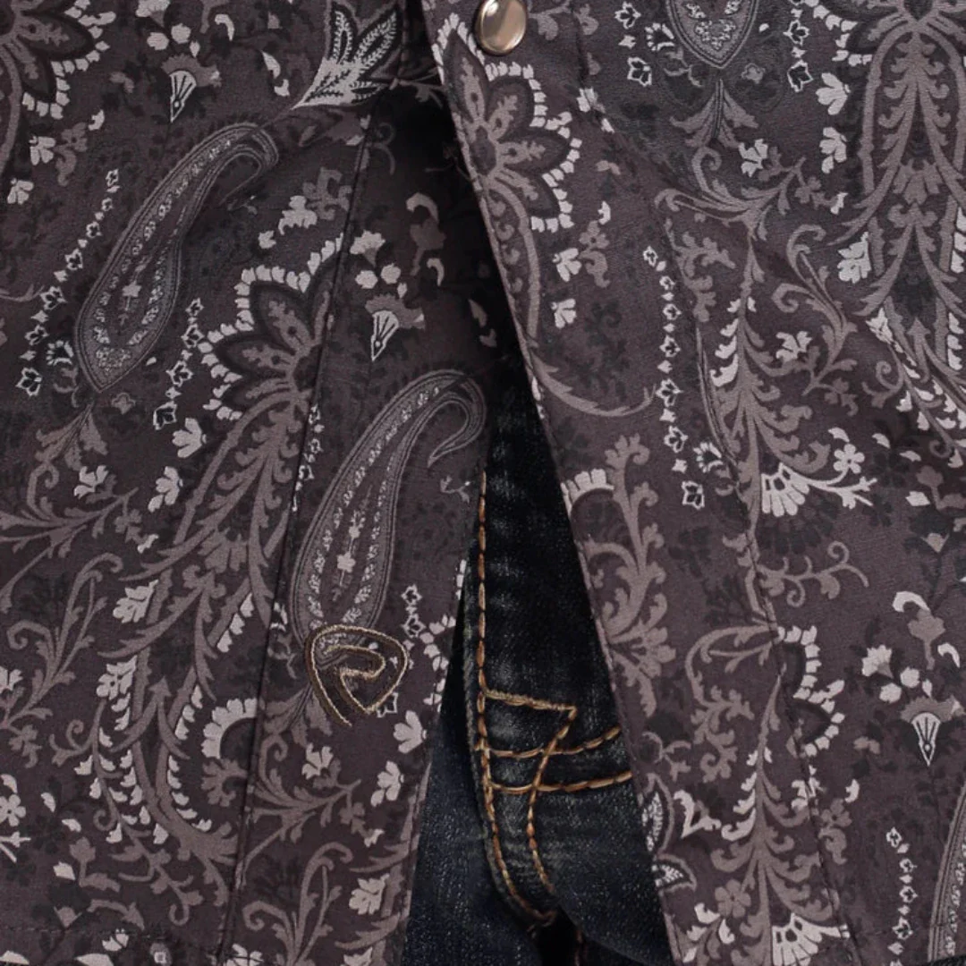 Rock & Roll Denim Paisley Long Sleeve Snap Shirt