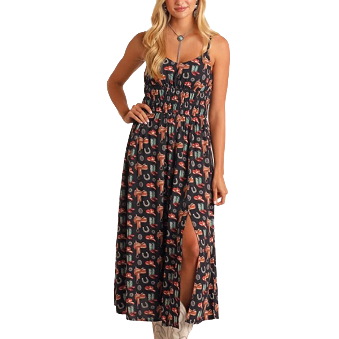 Rock & Roll Denim Conversational Midi Dress
