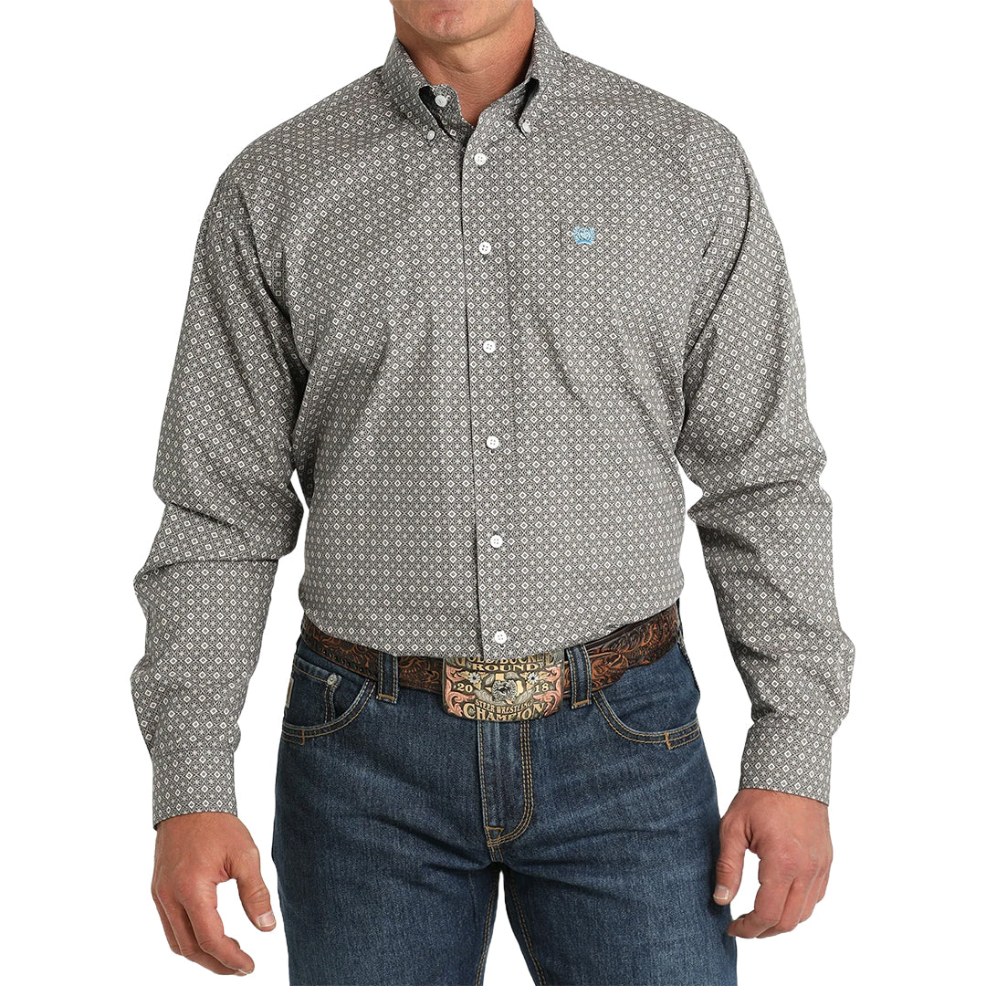 Cinch Men's Geometric Print Long Sleeve Button Down Shirt