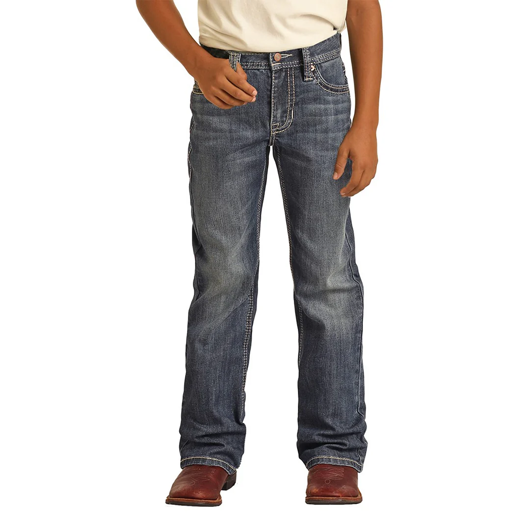 Rock & Roll Denim Boys' Medium Vintage Stackable Bootcut Jeans